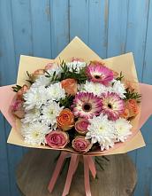 Букет цветов из:  Розы, Герберы и Хризантемы в Высокая Гора Татарстан