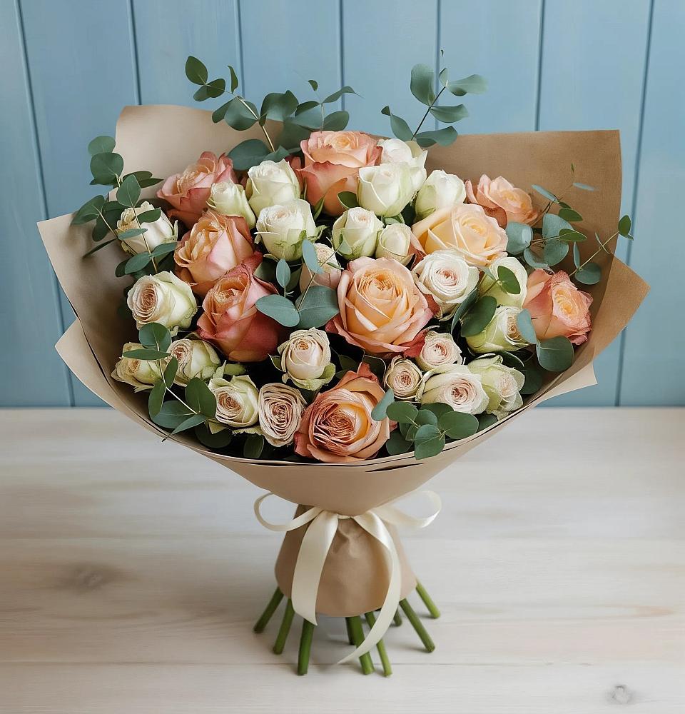 Букет цветов из: Альстромерии и Розы в Высокая Гора Татарстан