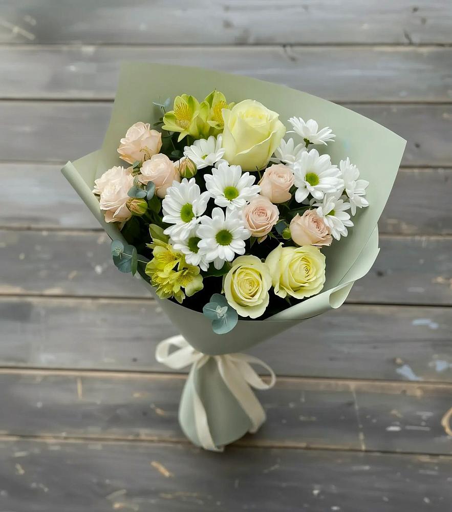 Букет цветов из: Альстромерии, Розы и Хризантемы в Высокая Гора Татарстан