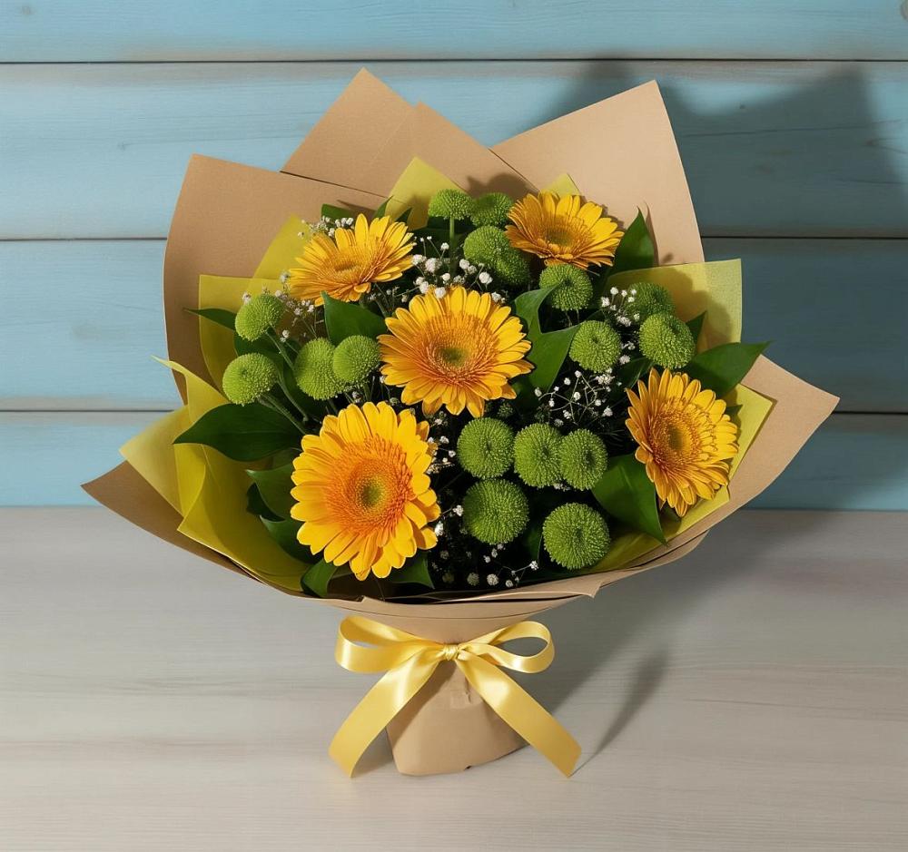 Букет цветов из: Герберы и Хризантемы в Высокая Гора Татарстан