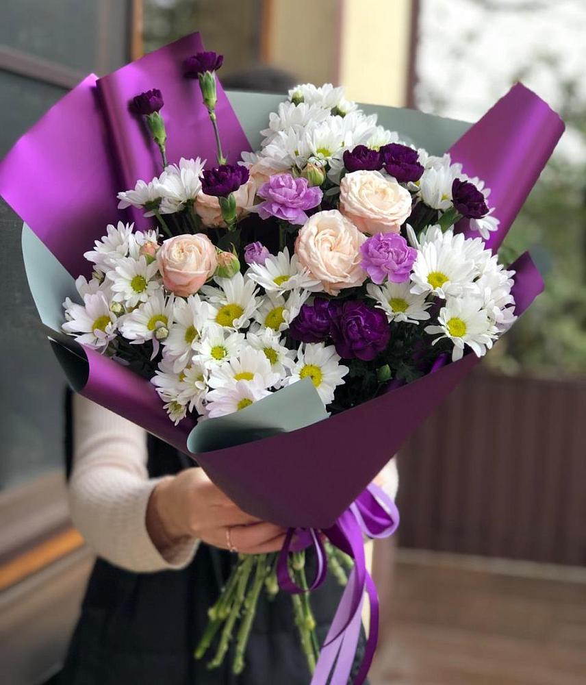 Букет цветов из: Хризантемы, Гвоздики и Розы в Высокая Гора Татарстан