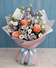 Букет цветов из:  Лизиантусы, Розы, Альстромерии и Гипсофила #REPLACE_PRED# Высокая Гора Татарстан