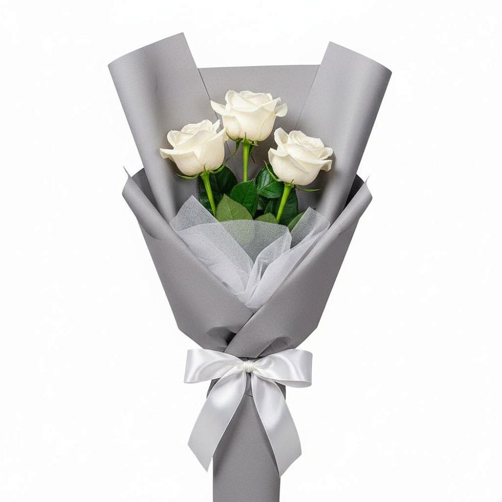 Букет 3 белые розы в Высокая Гора Татарстан