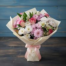 Букет цветов из:  Хризантемы, Альстромерии и Розы в Высокая Гора Татарстан