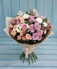 Букет цветов из:  Хризантемы, Розы и Альстромерии в Высокая Гора Татарстан