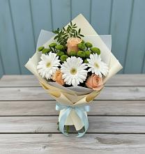 Букет цветов из:  Герберы, Розы и Хризантемы в Высокая Гора Татарстан