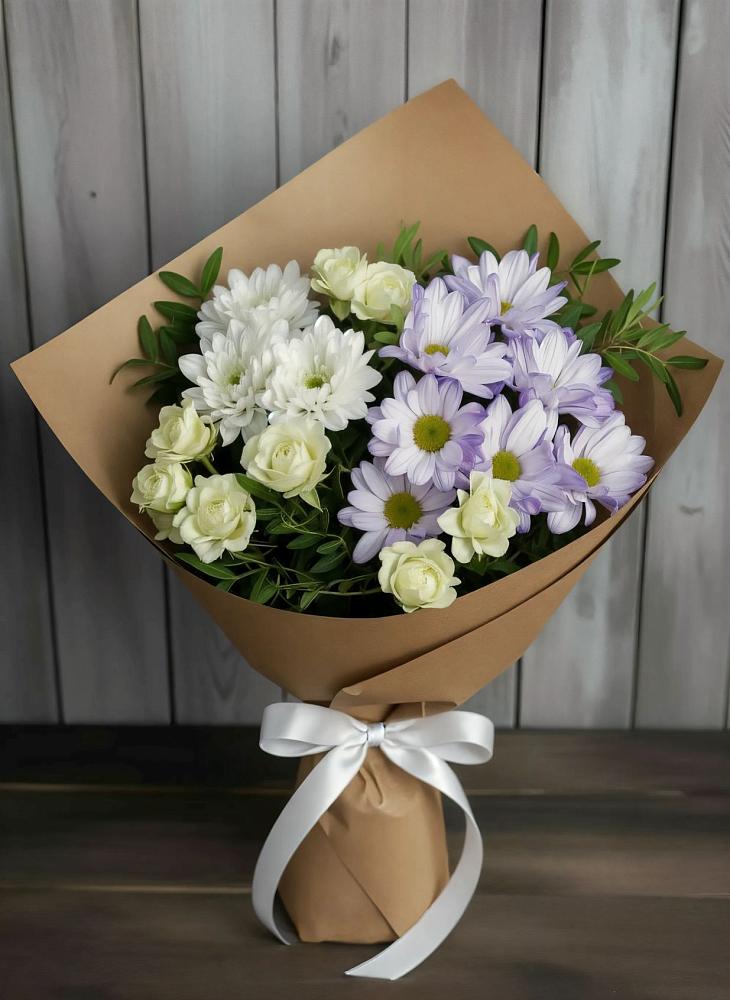 Букет цветов из: Хризантемы и Розы в Высокая Гора Татарстан